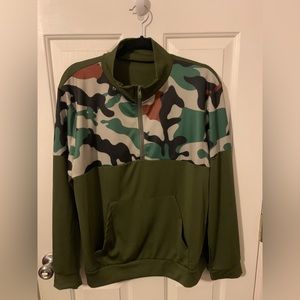 Two piece camouflage outfit with pockets on jack very nice.